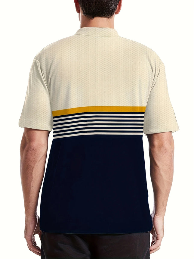 3D Digital Printed Short Sleeved Polo Casual Style Standing Up Horse Emblem Pattern Printed Short Sleeved Golf T-shirt