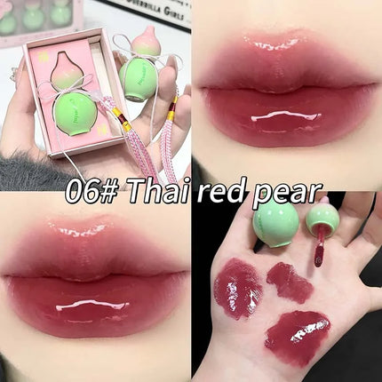 Cute Zucchini Jelly Lip Gloss Mirror Watery Gloss Liquid Lipstick Hydrating Lasting Moisturizing Tender Pink Student Lips Makeup