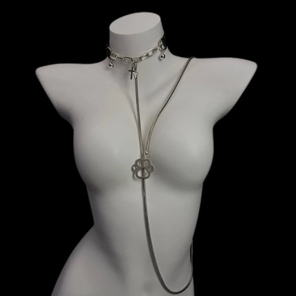 Women's Erotic Collar with Chain and Nipple Clamps Unisex Metal Bell Clamp BDSM Training Toy Body Jewelry Adult Sex Toy 18+