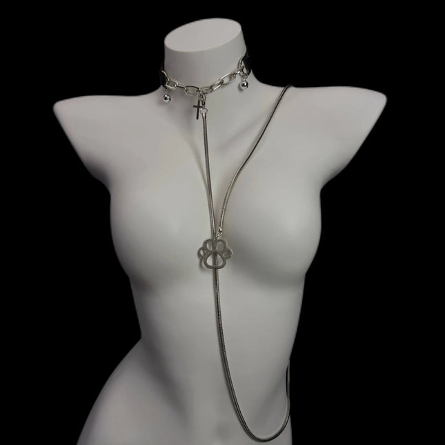 Women's Erotic Collar with Chain and Nipple Clamps Unisex Metal Bell Clamp BDSM Training Toy Body Jewelry Adult Sex Toy 18+