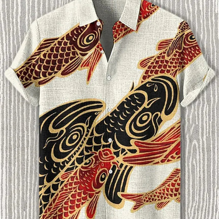 Men's short-sleeved shirt, stylish fighter jet print, breathable casual top, trendy retro pattern, personalized Hawaiian shirt.