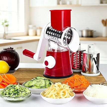 3 in 1 Rotary Vegetable Slicer Multifunctional Handheld Grater with 3 Sharp Rollers Cheese Shredder Kitchen Tool
