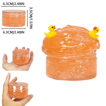 120ml Clear Beads Slime Kit with Duck Charms - Perfect Anti Stress Stretchy & Non-Sticky Crystal Slime Gift for Kids Teens