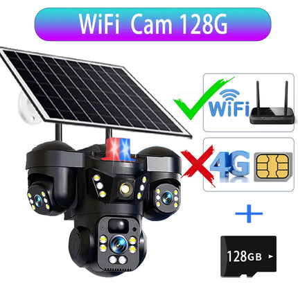V380 Three Lens Three Screens 15MP 4G Solar Camera Outdoor WiFi 10X Digital Zoom Waterproof Auto Tracking Security CCTV Cameras