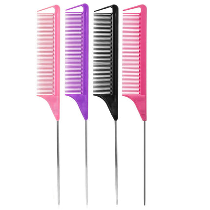 Stainless Steel Pointed Tail Hair Professional Hair Comb Hair Brush Salon Hair Styling Tool Hair Comb Special for Real Hair Wigs