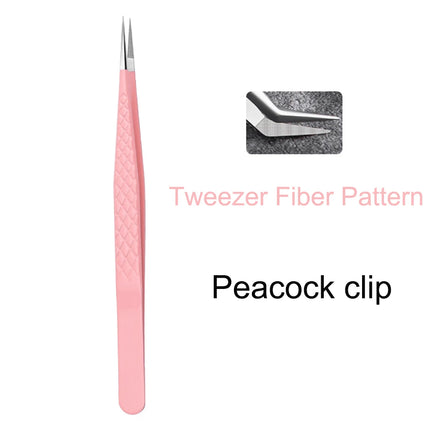 Fiber Tip Tweezers for Eyelash Extension Pink Stainless Steel High Precision Lash Tweezers for Volume Fans Makeup Tools