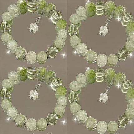 New Simple Beads Crystal Bracelet for Women Girls Korean Ins Flower Fox Feather Tassel Bracelets Friendship Jewelry Gifts 2024