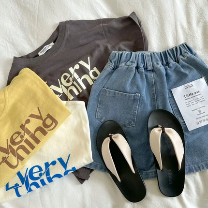 2025 Summer Baby Cute Letter Print T-Shirts for Boys Girls Children Short Sleeve T-Shirts Infant Kids Loose Casual Top Clothes