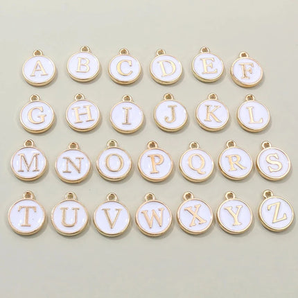 26pcs 12x14mm A-Z Letter Charms Enamel Alphabet Initial Letter Charms Pendant Handmade DIY Bracelet Jewelry Making Accessories