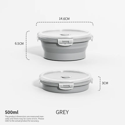 Collapsible Food Storage Containers Foldable Silicone Lunch Containers with Lids, Rectangle Collapsible Bowls Round Food Bowls