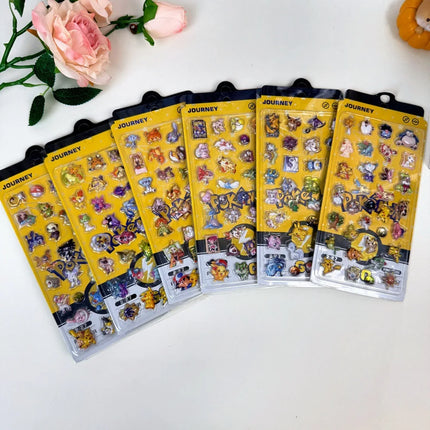 Trendy Pokemon Journey Series Stickers, 3D Puffy Decals for DIY Craft, Album & Stationery Decor