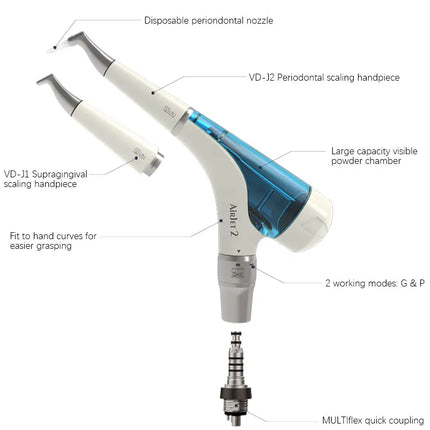 4-Jet Dental Air Polisher System - Kavo Quick Connect Prophy Unit with Adjustable 0-7PSI, Subgingival & Supragingival Cleaning