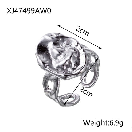 CARLIDANA Stainless Steel Silver Color Open Irregular Circle Finger Rings Titanium Steel Personalized Geometric Open Ring Women