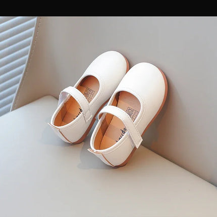 Girls Simple Leather Flat Shoes Fashion Princess Sweet Kids Flats Children Mary Janes for Wedding Party Classic Style Elegant