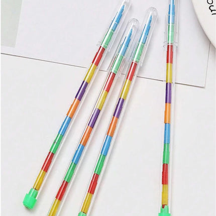 10 Stackable 11-Color Colored Pencils, Student Drawing Crayons and Pencils, Student Stationery, Stackable Colred Pencils, Back t