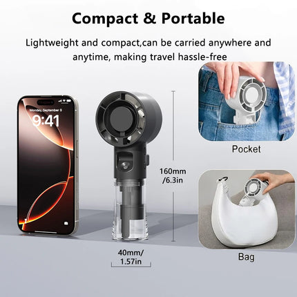 Portable Humidifier Fan Mini Handheld Water Mist Fan Rechargeable Small Personal Air Cooling Fan for Outdoor Travel Spray Fan