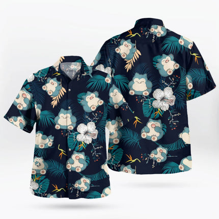 Snorlax Pokemon Hawaiian Shirt Tropical Anime Aloha Shirt Summer Sports Leisure Men's T-Shirt Children's Clothing Tee Y2k Woman