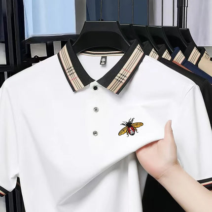 Men's New Embroidered Summer Short-Sleeved Polo Shirt with Trendy and Fashionable Design, Golf Top, Casual T-shirt