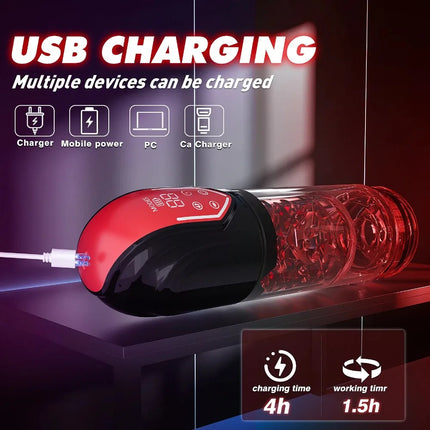 Electric Male Masturbator Stroker Telescopic 9  Rotation Artificial Vagina Tongue Licking Machines Pocket Pussy Sex Toys for Men