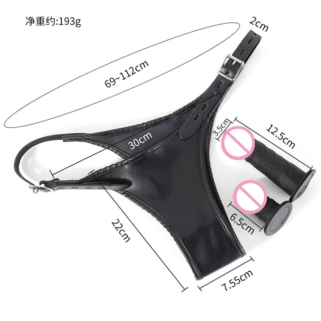 Strap-On Thong with Inner Dildo, Detachable Vaginal Anal Plug Sex, Women Masturbation, Chastity Panties, BDSM Toys