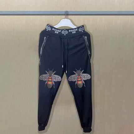 2025 new Sweatpants Track Pants Men Slim Fit Workout Trousers Male Multi-pocket Casual Rhinestones Pants  Design Sportswear