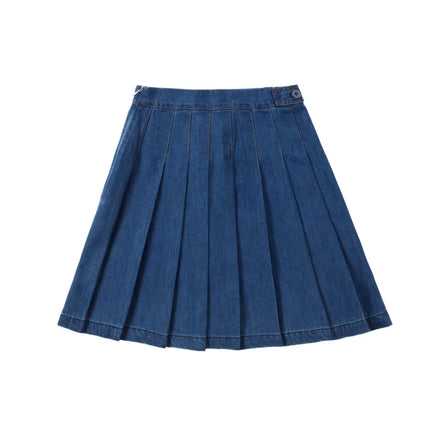 AP SS26 blue denim collection kids boys girls spring summer fashion jeans pleated skirt jumper shirt family clothing clothes