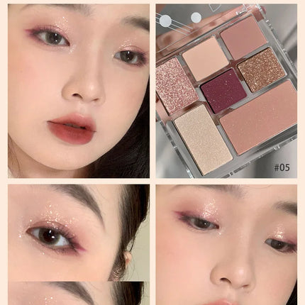 New 7 Color Eyeshadow Palette Pearly Matte Glitter Eyeshadow Makeuo Palette Shiny Eye Shadow Eye Pigments Purple Brown Cosmetics
