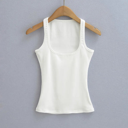 Summer U-neck Sculpted Square Neck Tank Top for Women New 2025 Fashionable Sleeveless Top