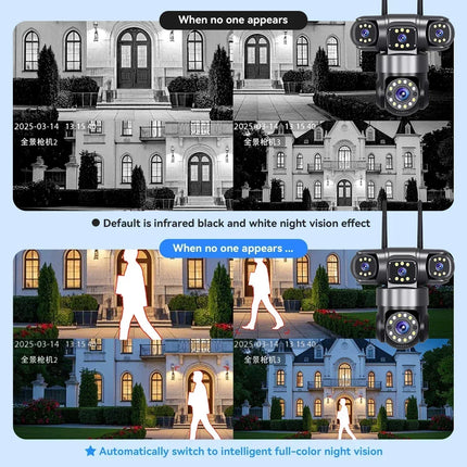 16X ZOOM WiFi Camera 20MP Four Lens Outdoor 6K 12MP IP66 Waterproof Night Vision Two-Way Intercom CCTV Video Surveillance