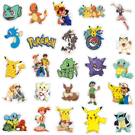 50/100Pcs Pikachu Stickers Graffiti Luggage Pokemon Skateboard Bicycle Guitar Laptop Kids Waterproof Stiker Toys Birthday Gift