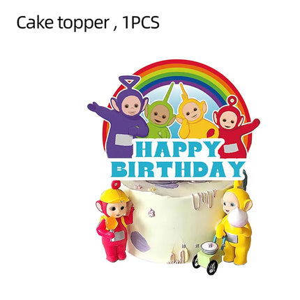 Teletubbies Theme Birthday Party Decoration Animation Plates Tablecloth Balloons Cake Decoration Kids Birthday Party Supplies