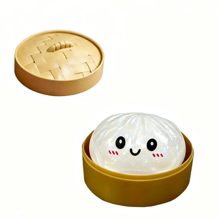 Simulation Dumpling Squishy Rebound Soft Squeeze Stress Ball With Bamboo Steamer Box Anti-Stress Toy Sensory For Creative Gift