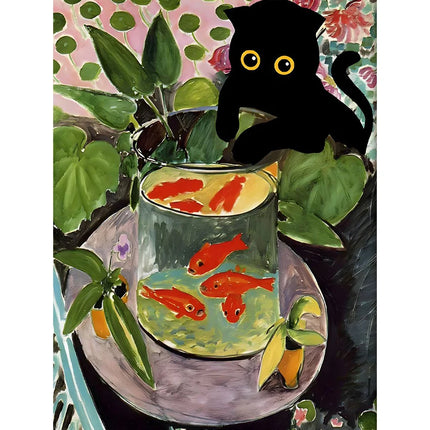 Funny Art Matisse Monet Black Cat Van Gogh Sunflowers Canvas Painting Posters and Prints Wall Pictures for Living Room Decor