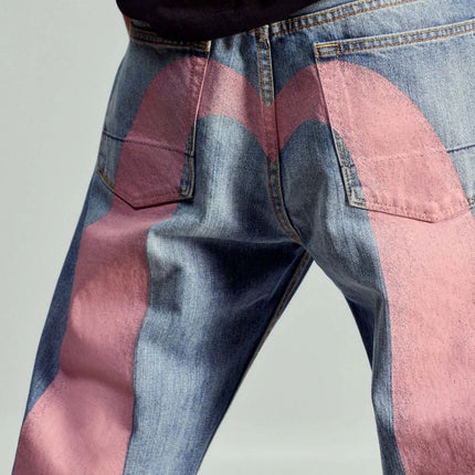 Mens Jeans Print High Waist Straight Leg Denim Pants Harajuku Unisex Loose Fit Tapered Casual Streetwear Fashion Trend Arrival