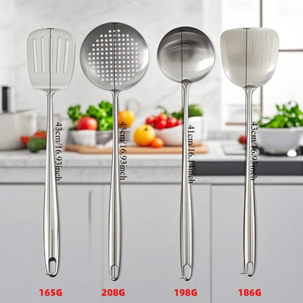 Food Stainless Steel Wok Spatula Metal kitchen utensils Slotted Turner Spoon Ladle Cooking Tools Utensil Set Kitchen Accessories