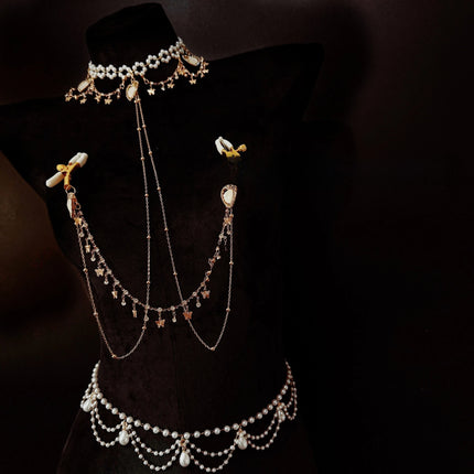 Metal Nipple Clamps Body Chains Butt Plug Set Sexy Women Jewelry Lingerie Breast Restraints Clitoral Stimulators Anal Dilator SM