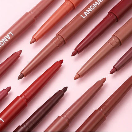 12 Colors Waterproof Lip Liner Pencil Matte Red Brown Plumping Lip Stain Long-Lasting Smooth Perfect Outline & Filling Lips