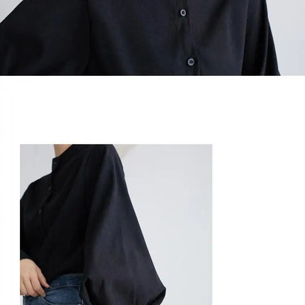 Spring Fashion Women Solid Stand Collar Casual Elegant Fashion Women's Top Clothing Blouse Shirt Lantern Long Sleeve Women's Shirts