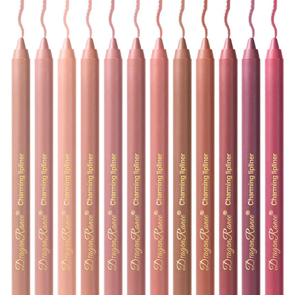 12Pcs/Set Lip Liner Set Waterproof and Sweat-Proof, Delicate Texture, Non-Smudged, Outline Lip Shape, Essential Lip Liner for Novices, Holiday Party, Valentine's Day Gift, Lip Liner Set
