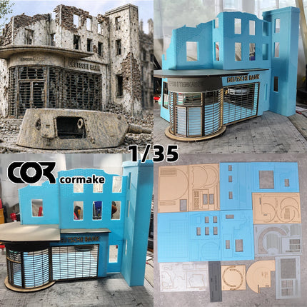 Assembly Architectural Miniature Building Architecture Ruined German Bank Urban Ruins House Diorama Scale Model Kit 1/35
