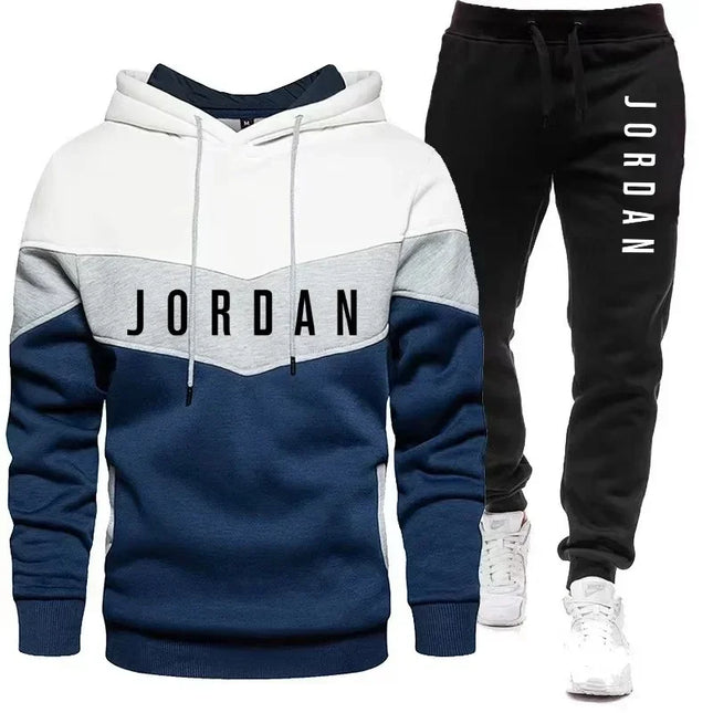 JORDAN Embroidered Winter-Spring Men's Sportswear Set - Casual Three-Color T-shirt - Men's Single-Piece Hooded Jogging Jacket an