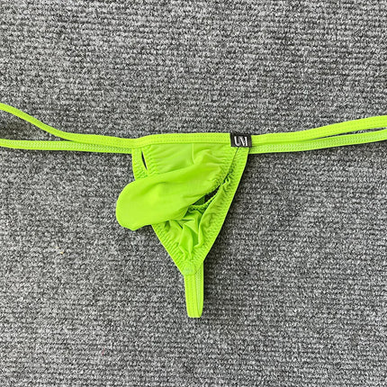 Men's Low-Waist Ice Silk Thong Underwear Openwork Split Design Breathable Sexy Thin Briefs New Arrival