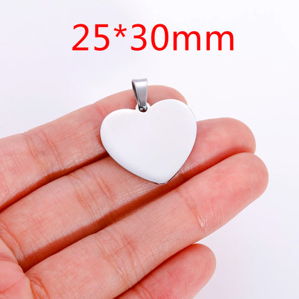 5pcs Mirror Polished Stainless Steel Blank Heart Tag Charms For DIY Making Jewelry Necklace Pendant Lettering Customized Logo