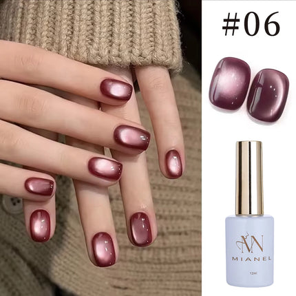 12ml 1-21pcs 2026 New Brown Gold Glass Bead Cat Eye Gel Nail Polish Black Red Magnet Cat Eye Gel Polish Gold Nails Nail Art