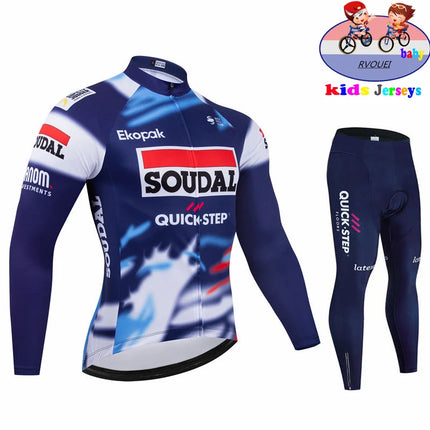 Soudal Quick Step Baby Cycling Clothing Children Long Sleeve Jersey Set Breathable Sportswear Kids Bicycle Maillot Ciclismo