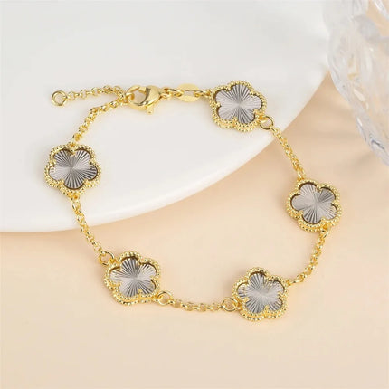 2024 Hot Sale 10 Colors Five-Leaf Flower Set Bracelet Necklace Classic Simple Women Jewelry Set Suitable For Daily Party Wear
