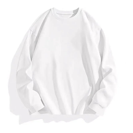 White Heavyweight 400g Pure Cotton Long Sve T-irt ex Loose Fit Basic Color Inner Wear Base Layer irt