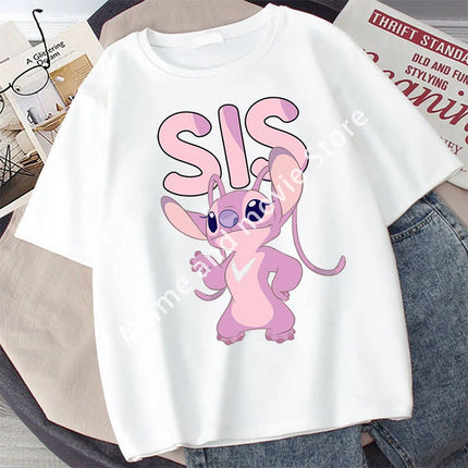 Stitch Disney Boys Girls Cartoon T-Shirt Child Cute Tops Parent-child Clothing Tee Family Summer Clothes Anime Birthday Gifts