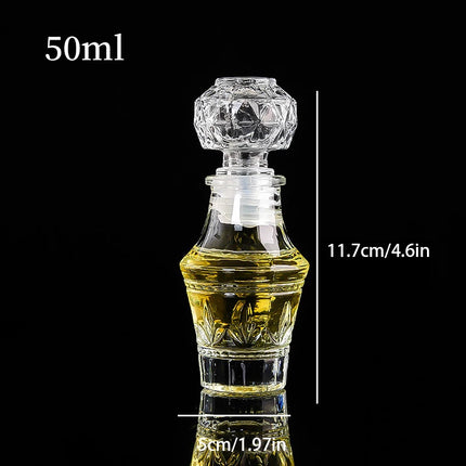 1Pcs 50ml Transparent Small Empty Spirit Whisky Wine Bottle Mini Glass Alcohol Liquor Bottles With Screw Cap Whiskey Decanter