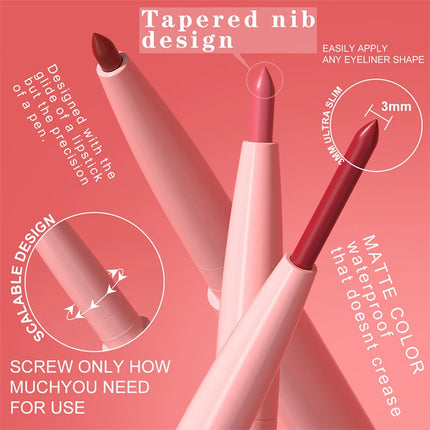 Luxury Matte Lip Liner Long-Lasting Matte Creamy Plumping Lip Waterproof Natural Nude Brown Slim Lip Liner 12 Colors  Cosmetic